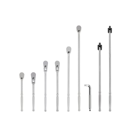 Tekton 1/2 Inch Drive Ratchet, L-Handle, and Breaker Bar Set (9-Piece) SDR99203